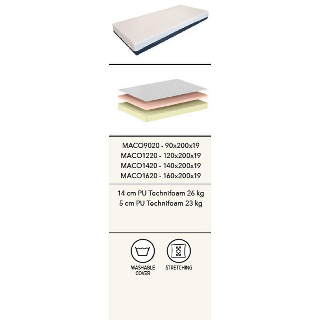 Thumbnail - Vipack Kaltschaummatratze Comfort, Beige, Textil, Füllung: Vlies, Polyetherschaumkern, rechteckig, 120x200 cm, Bezug abn...