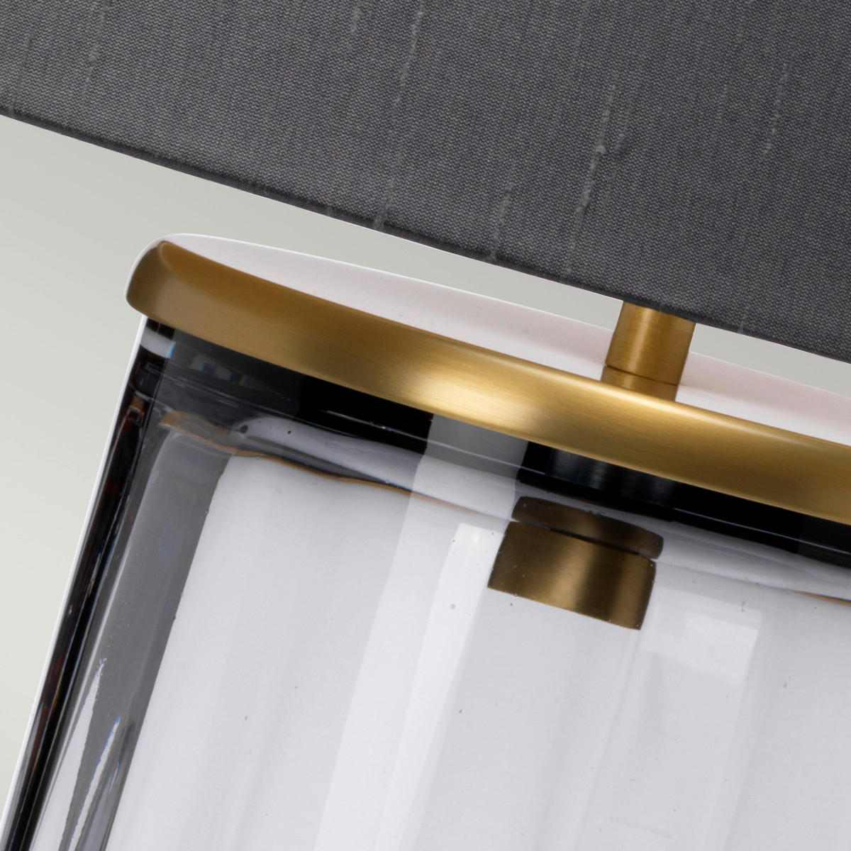 TISCHLEUCHTE - Messingfarben/Grau, Design, Glas/Textil (35.5/60.4cm) - Elstead Lighting