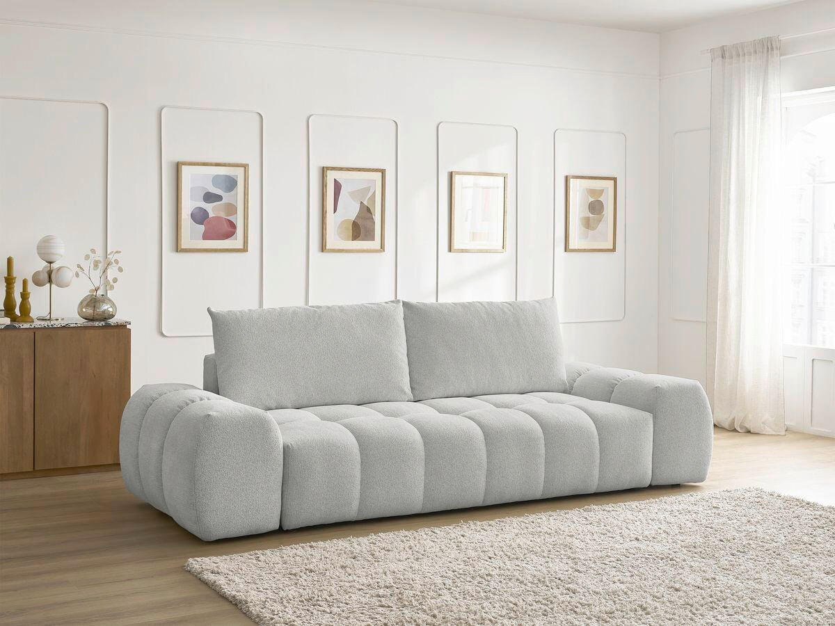3-SITZER-SOFA EVEREST Flachgewebe Hellgrau  - Hellgrau/Schwarz, MODERN, Kunststoff/Textil (278/90/115cm)