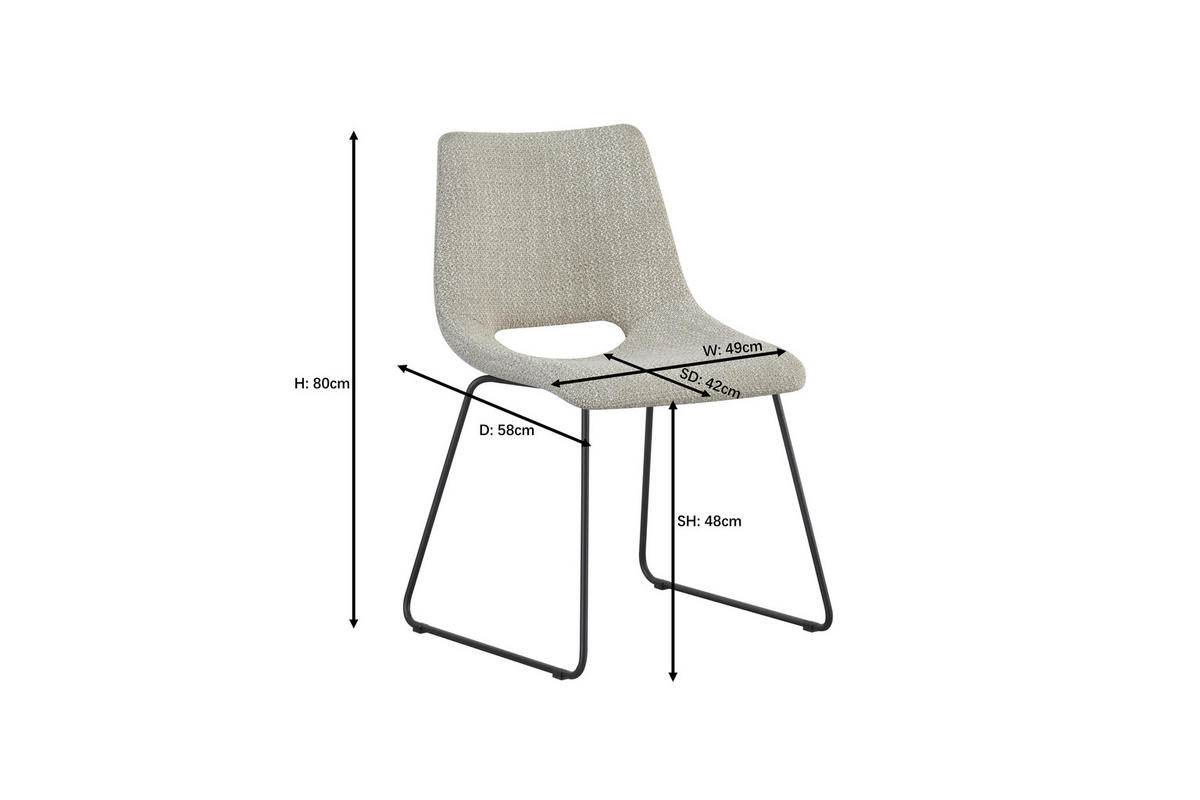 STUHL - Beige/Schwarz, Design, Textil/Metall (48/79/56cm) - Stylife