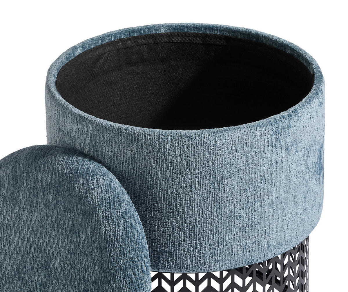 TABURET, kov, textil, kompozitní dřevo, 40/44/40 cm - modrá, Design, kov/kompozitní dřevo (40/44/40cm) - MID.YOU