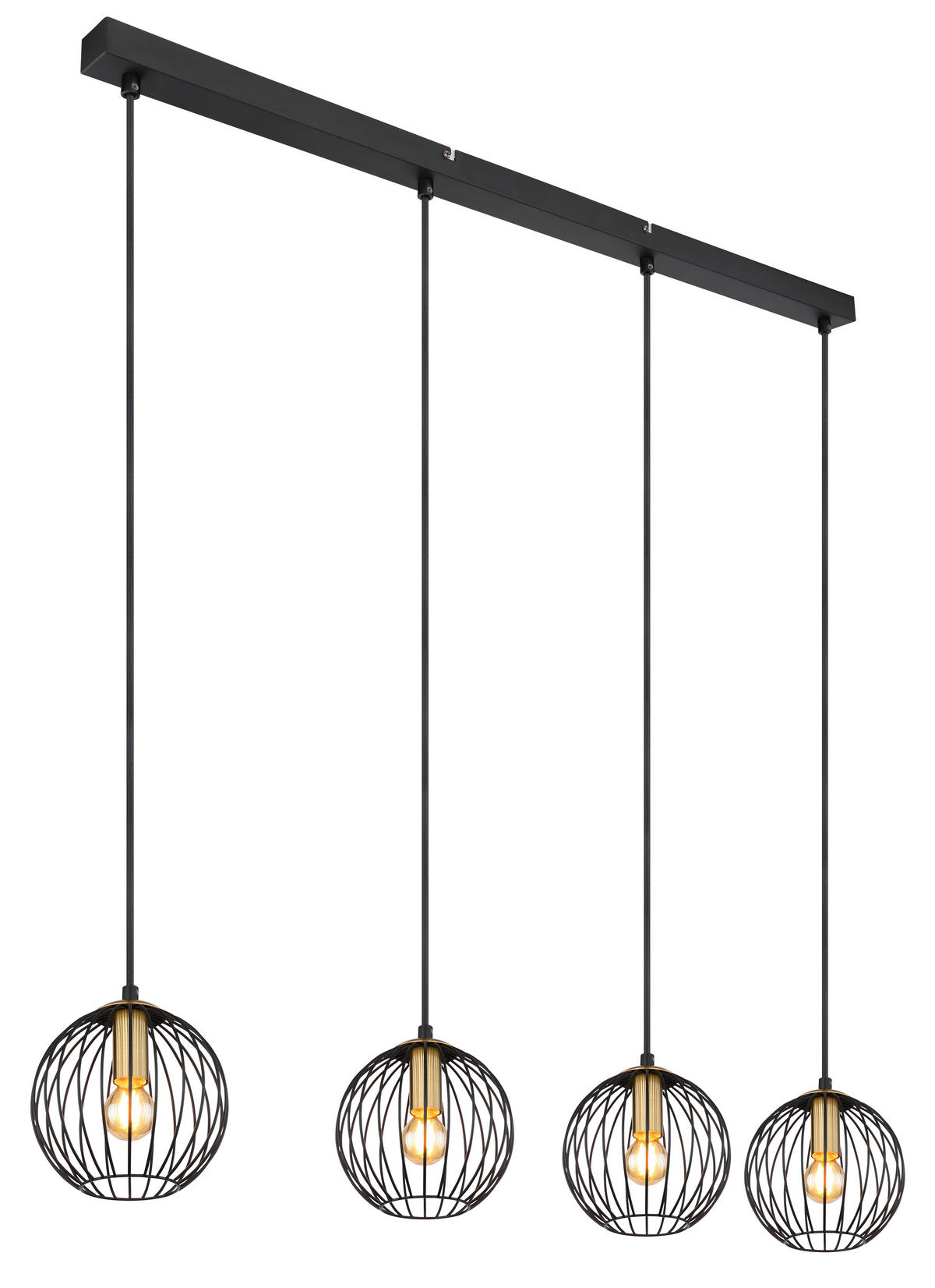 HÄNGELEUCHTE 100/16/150 cm    - Messingfarben/Schwarz, Basics, Metall (100/16/150cm) - Globo