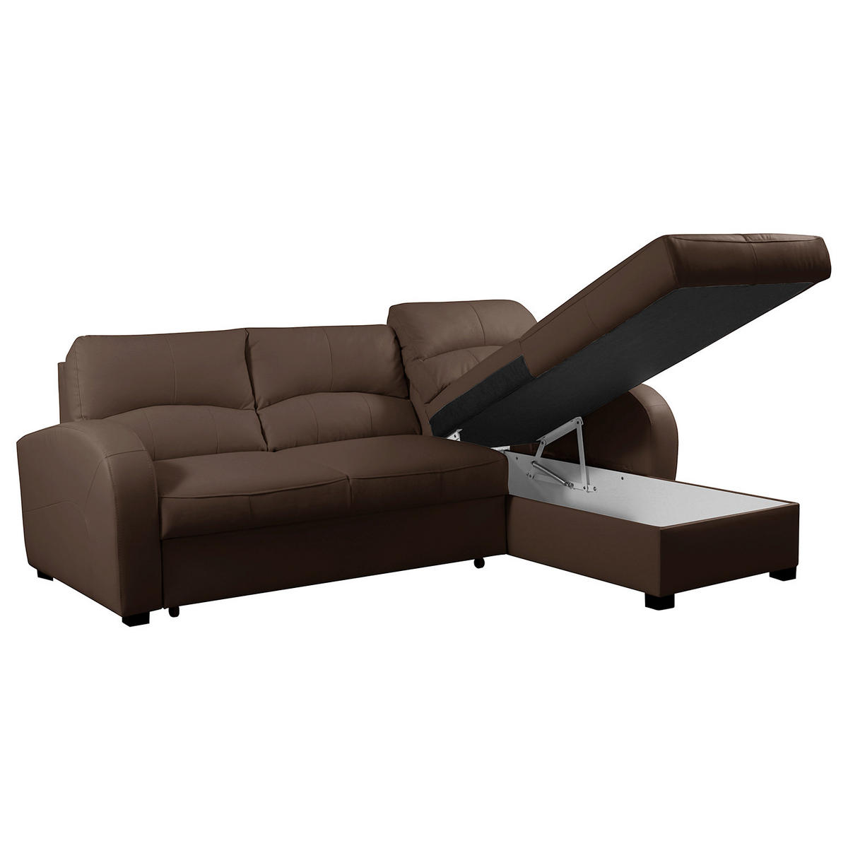 ECKSOFA TILO Bordeaux Lederlook Bettkasten  - Bordeaux/Schwarz, Design, Kunststoff/Textil (227/168cm) - Livetastic