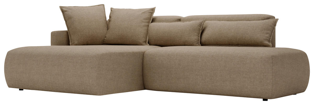 ECKSOFA Chenille Beige  - Beige/Schwarz, Design, Kunststoff/Textil (160/284cm) - Livetastic