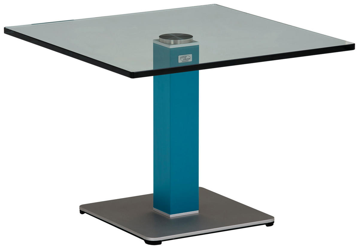 BEISTELLTISCH in Glas, Holzwerkstoff 60/60/44,5 cm  - Blau/Silberfarben, Konventionell, Glas/Holzwerkstoff (60/60/44,5cm)