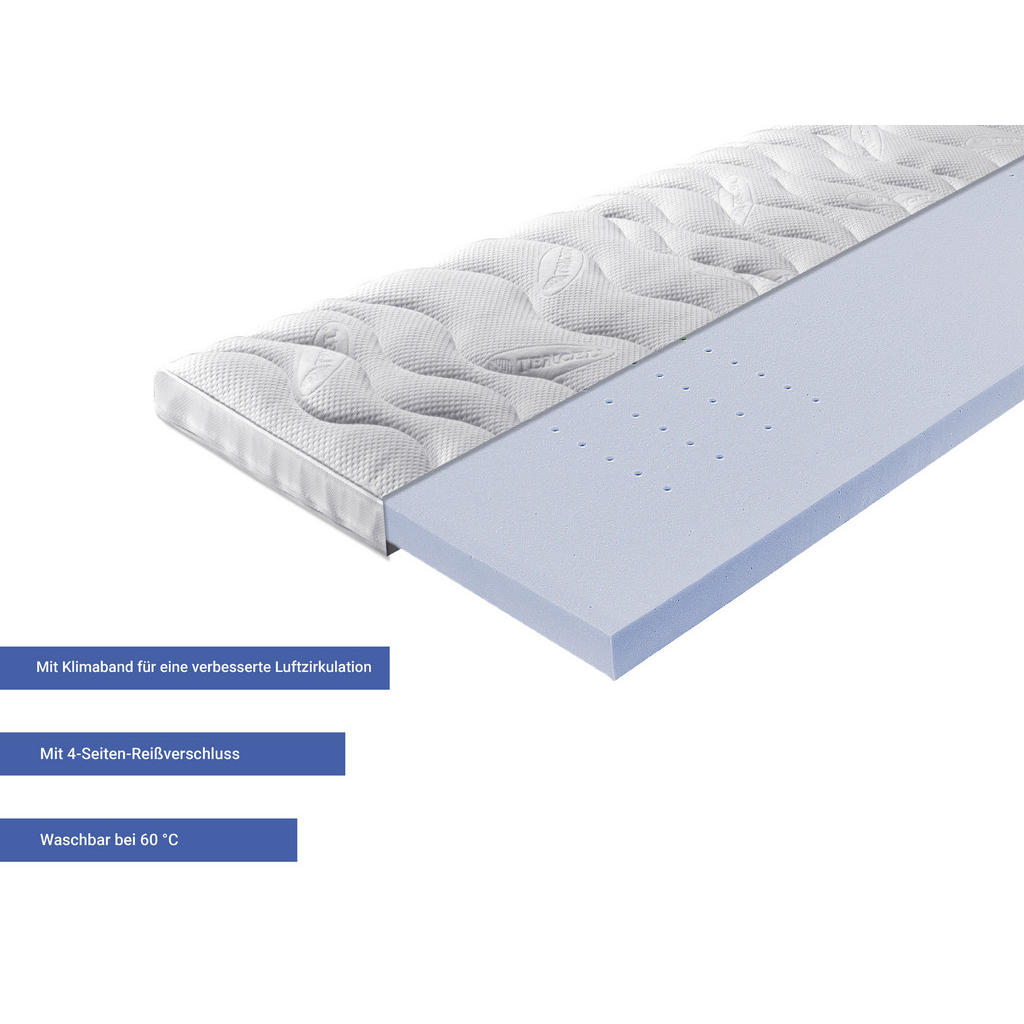 Thumbnail - Novel Topper, Weiß, Textil, Füllung: Polyester, 90x200 cm, Lga, Bezug abnehmbar/waschbar, atmungsaktiv, schadstoffgeprüf...