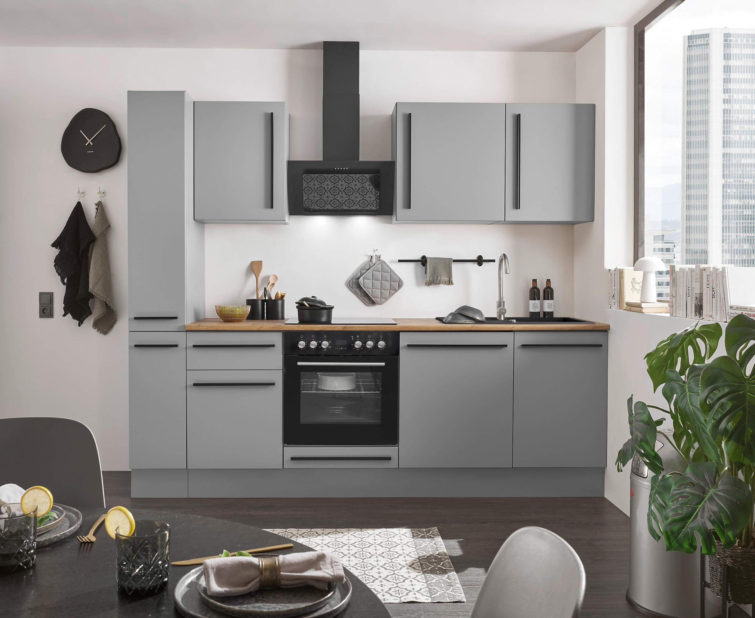 P & B Küchenblock Grau, Eiche 250 cm