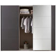 SCHWEBETÜRENSCHRANK  in Dunkelgrau  - Chromfarben/Dunkelgrau, Design, Glas/Holzwerkstoff (270/230/62cm) - Xora