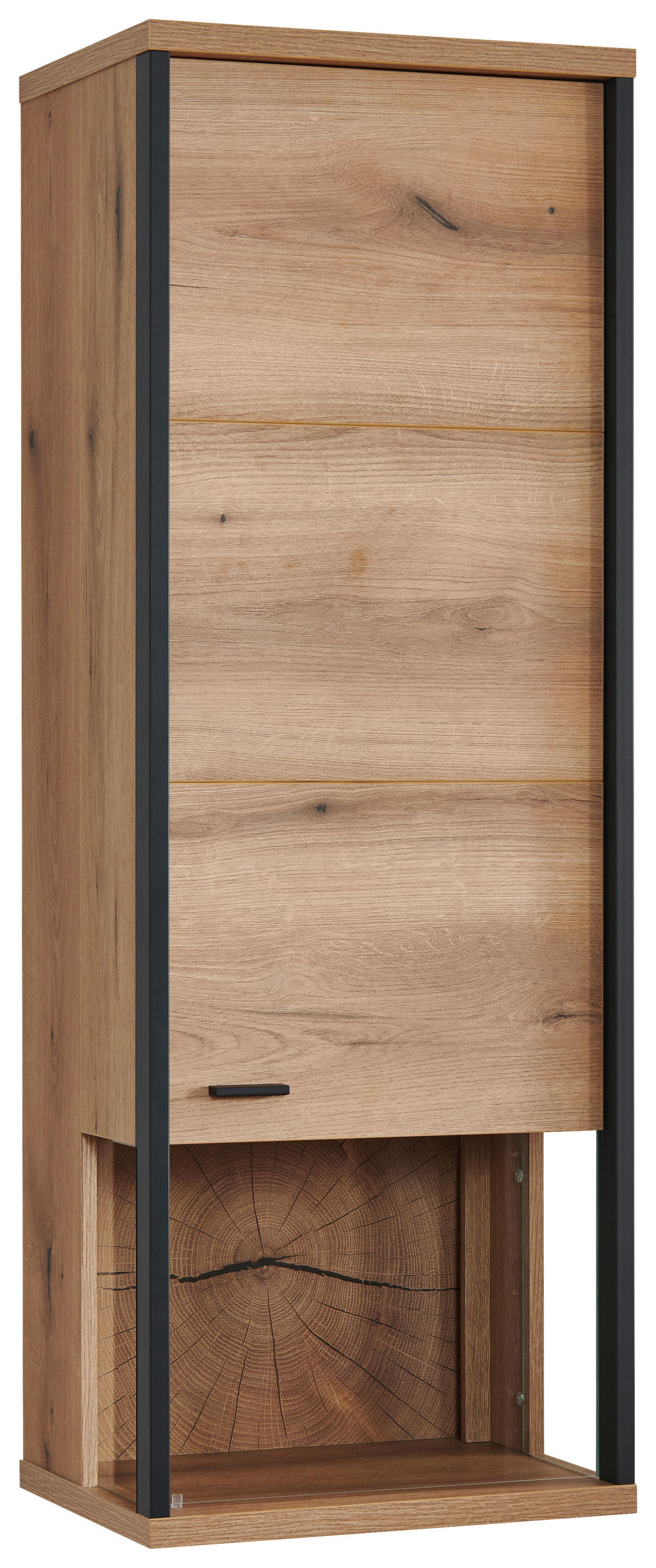 HÄNGEVITRINE Schwarz, Eichefarben  50/141/38 cm  - Eichefarben/Schwarz, Konventionell, Glas/Holzwerkstoff (50/141/38cm) - Xora