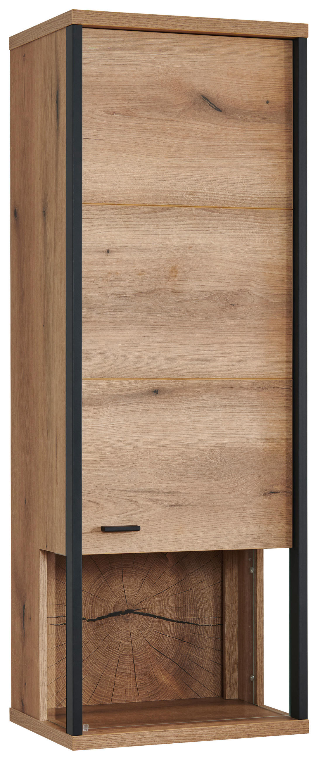 HÄNGEVITRINE Schwarz, Eichefarben  50/141/38 cm  - Eichefarben/Schwarz, Konventionell, Glas/Holzwerkstoff (50/141/38cm) - Xora