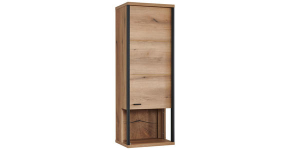 HÄNGEVITRINE in Schwarz, Eichefarben   - Eichefarben/Schwarz, KONVENTIONELL, Glas/Holzwerkstoff (50/141/38cm) - Xora