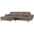 ECKSOFA in Webstoff Taupe  - Taupe/Eichefarben, Design, Holz/Textil (175/282cm) - Carryhome