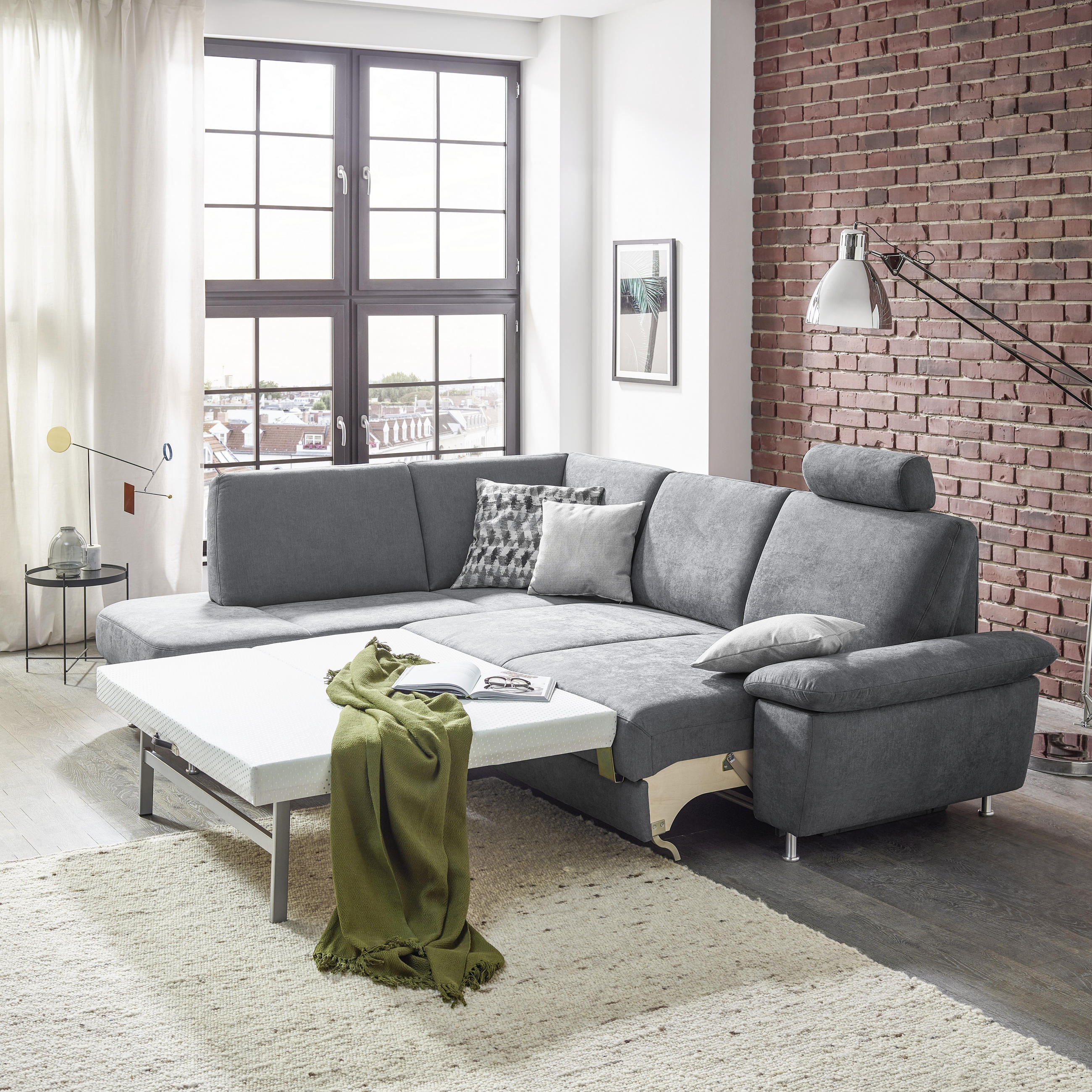 ECKSOFA Blau  - Blau/Alufarben, KONVENTIONELL, Textil/Metall (212/262cm) - Ada Austria