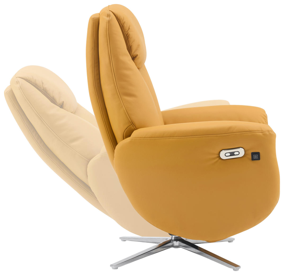 MASSAGESESSEL Echtleder Lederlook Gelb    - Chromfarben/Gelb, Design, Leder/Textil (79/110/85cm) - Livetastic