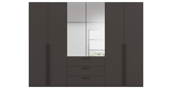 DREHTÜRENSCHRANK 301/235/61 cm,  in Graphitfarben, 6-türig  - Chromfarben/Schwarz, Basics, Glas/Holzwerkstoff (301/235/61cm) - Novel