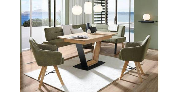 ARMLEHNSTUHL drehbar in Stahl Webstoff - Eichefarben/Schwarz, KONVENTIONELL, Holz/Textil (64/86/60cm) - Voleo
