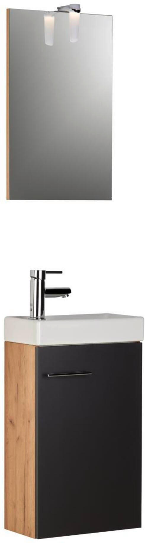 Gästebad 3-tlg. Inkl. Led Kim 40cm, Anthrazit