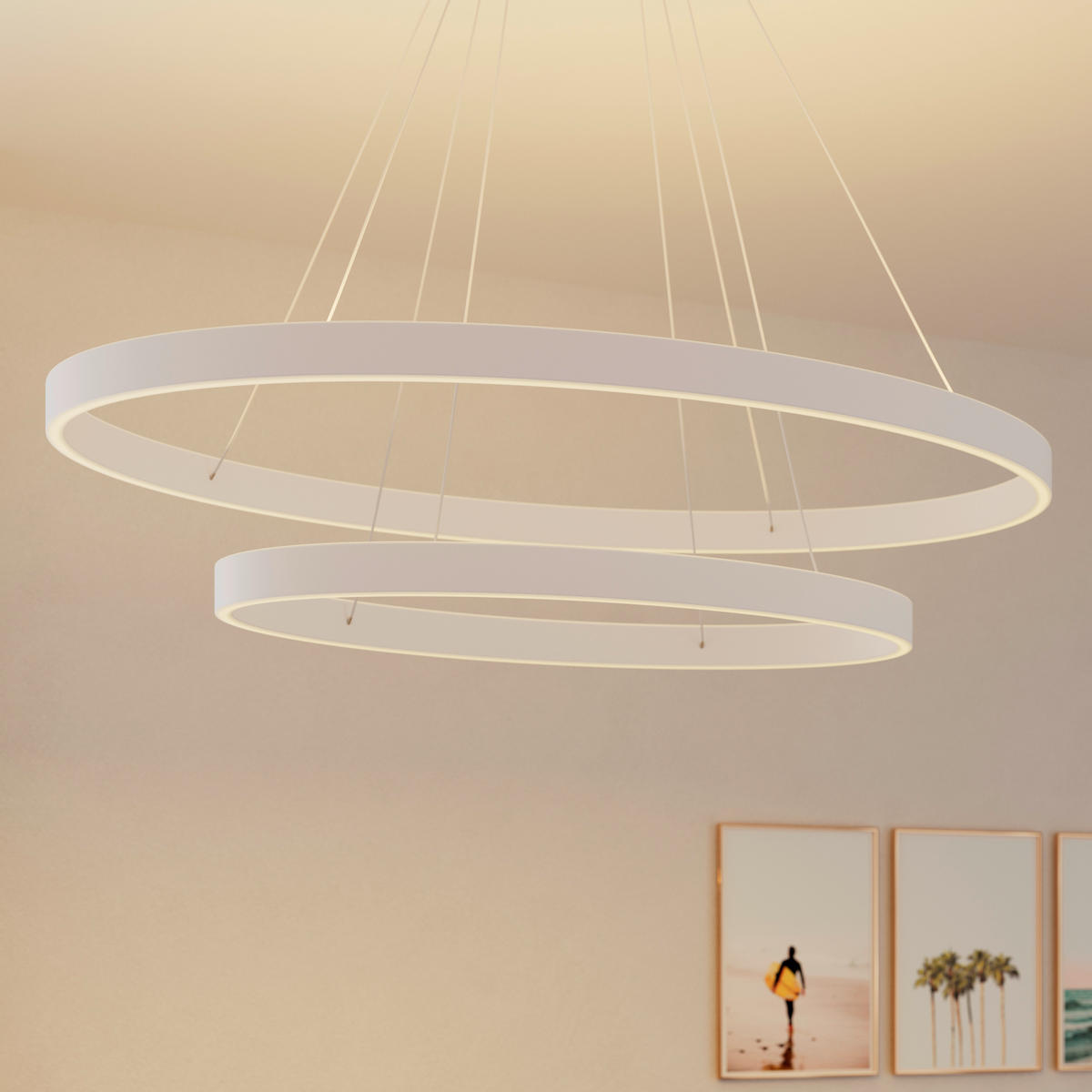 LED-HÄNGELEUCHTE Zoe 100/150 cm  - Weiß, Design, Kunststoff/Metall (100/150cm) - Novel