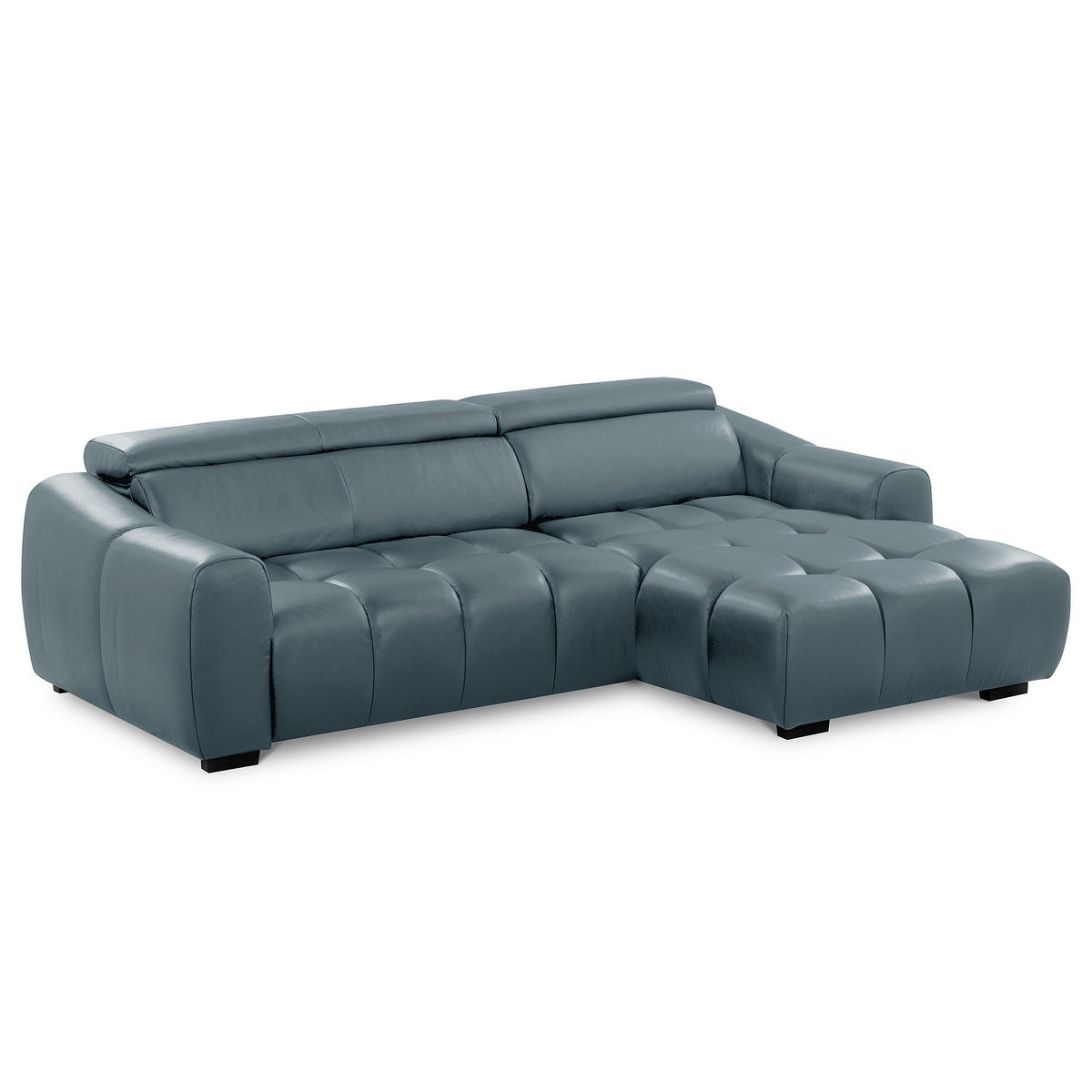 ECKSOFA  Echtleder Dunkelblau  - Schwarz/Dunkelblau, Design, Leder/Kunststoff (274/177cm) - Livetastic
