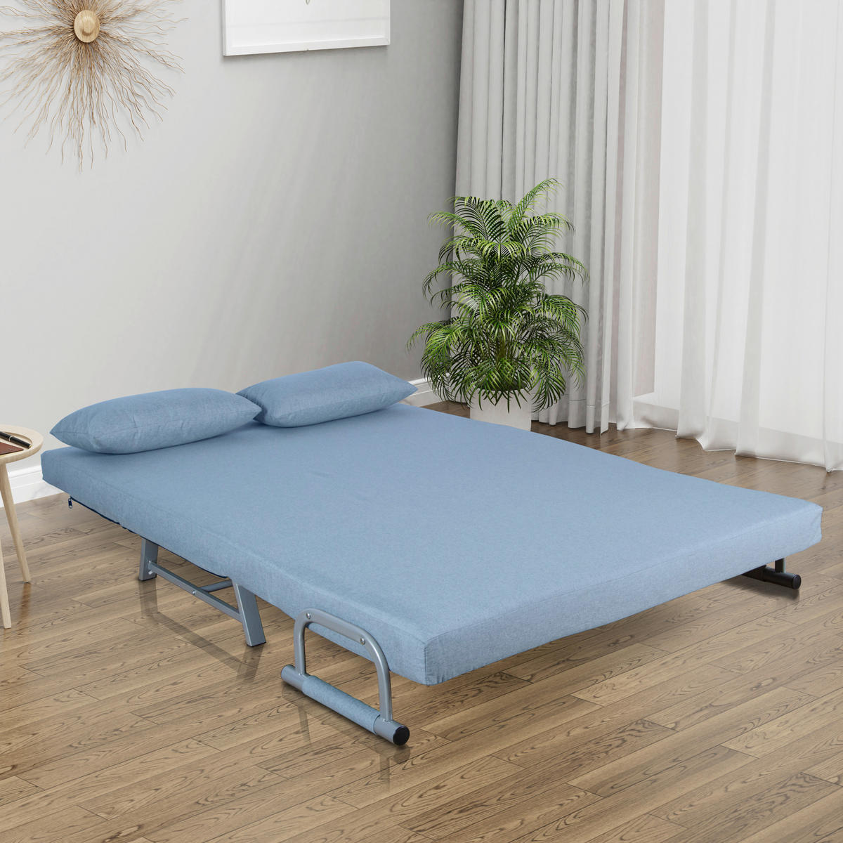SCHLAFSOFA in Metall, Textil Blau  - Blau/Grau, Modern, Textil/Metall (127/95/78cm) - MID.YOU