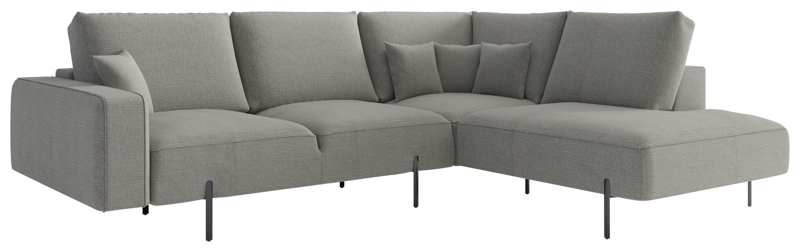 ECKSOFA Hellbraun Flachgewebe  - Hellbraun/Schwarz, Design, Textil/Metall (280/223cm) - Novel