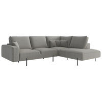 ECKSOFA in Flachgewebe Hellbraun  - Hellbraun/Schwarz, Design, Textil/Metall (280/223cm) - Livetastic