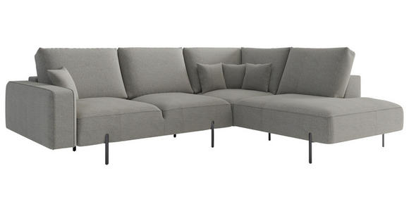 ECKSOFA Hellbraun Flachgewebe  - Hellbraun/Schwarz, Design, Textil/Metall (280/223cm) - Novel