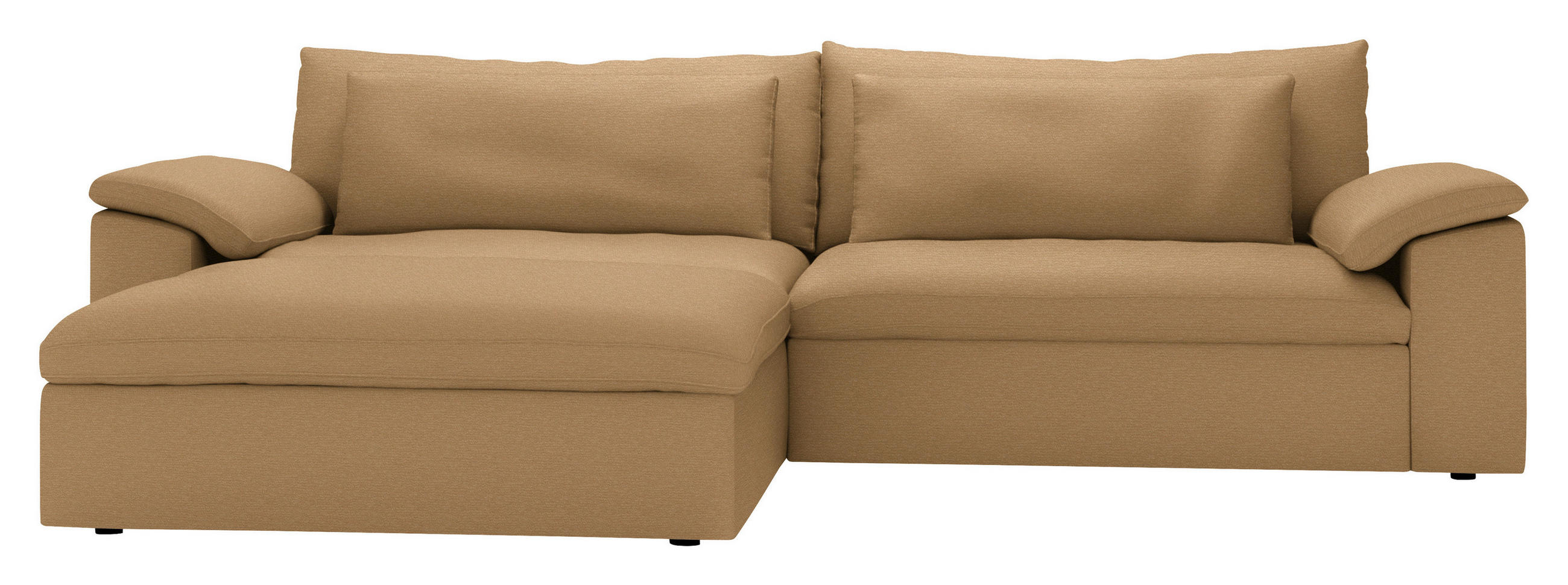ECKSOFA  Chenille Cognac  - Cognac/Schwarz, Modern, Kunststoff/Textil (198/306cm) - Carryhome
