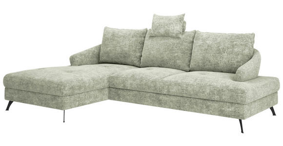 ECKSOFA in Webstoff Hellgrün  - Schwarz/Hellgrün, KONVENTIONELL, Textil/Metall (183/293cm) - Carryhome