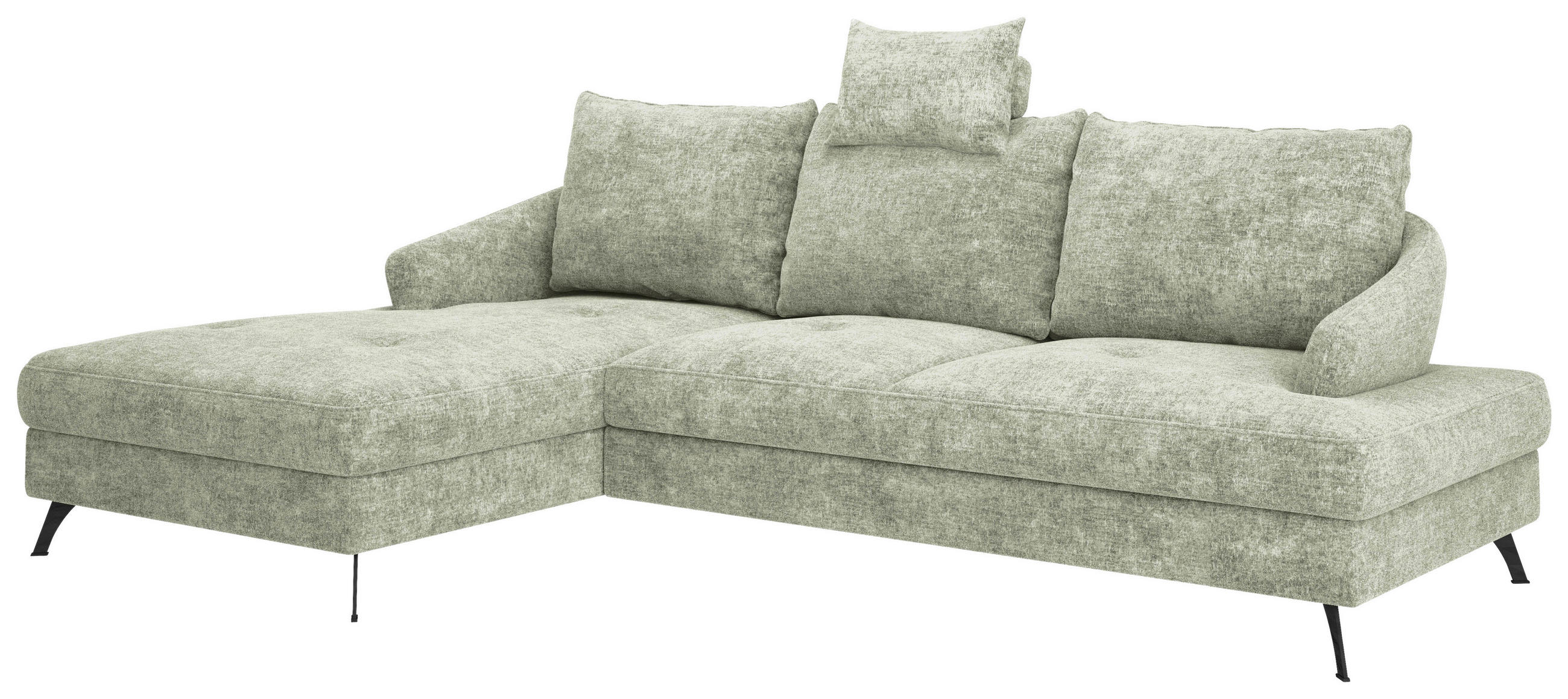ECKSOFA in Webstoff Hellgrün  - Schwarz/Hellgrün, KONVENTIONELL, Textil/Metall (183/293cm) - Carryhome