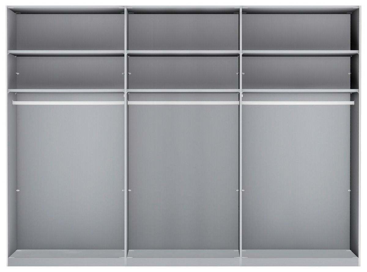 SCHWEBETÜRENSCHRANK in Weiss  - Chromfarben/Weiss, Design, Glas/Holzwerkstoff (300/236/67cm) - Novel