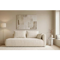 RÉCAMIERE HEVIA in Bouclé Creme  inkl.  - Creme/Schwarz, Design, Kunststoff/Textil (235/97/98cm) - MID.YOU
