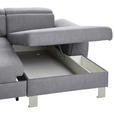 WOHNLANDSCHAFT inkl.Funktionen Hellgrau Webstoff  - Silberfarben/Hellgrau, Design, Textil/Metall (226/320/168cm) - Xora
