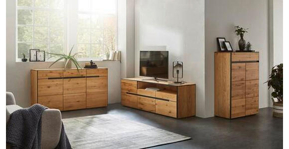 SIDEBOARD Wildeiche furniert, massiv, teilmassiv Eichefarben - Eichefarben/Anthrazit, KONVENTIONELL, Holz/Metall (165/82/42cm) - Linea Natura