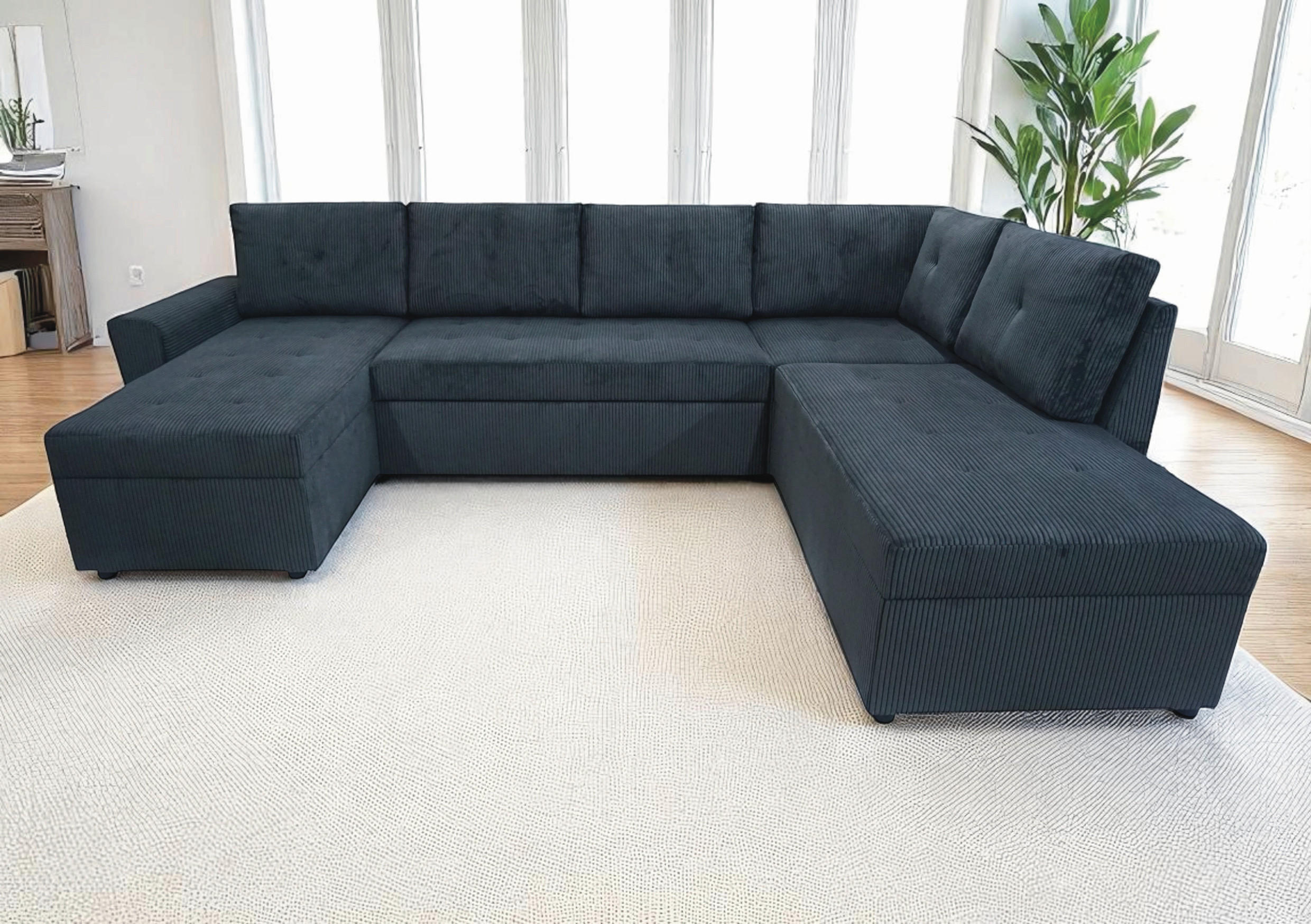 WOHNLANDSCHAFT TERMOLI Anthrazit Cord  - Anthrazit/Schwarz, Design, Kunststoff/Textil (155/297/212cm) - MID.YOU