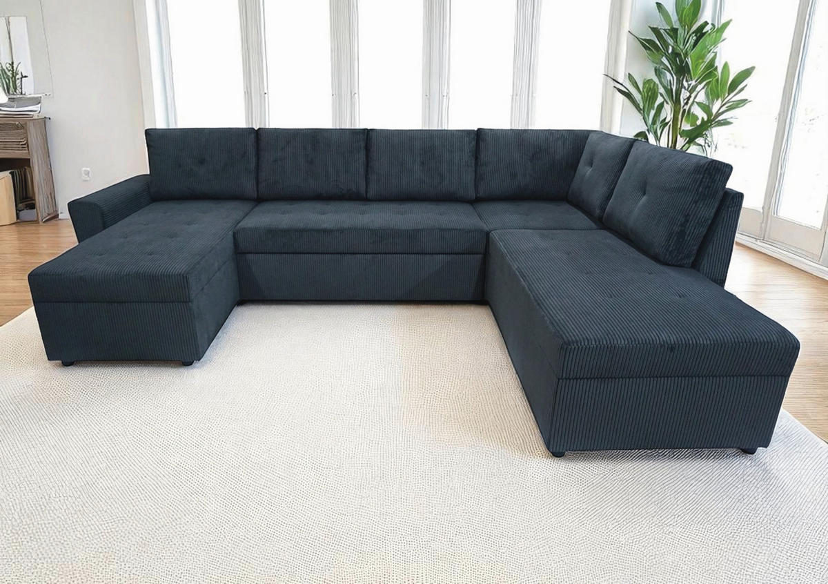 WOHNLANDSCHAFT TERMOLI Anthrazit Cord  - Anthrazit/Schwarz, Design, Kunststoff/Textil (212/297/155cm) - MID.YOU