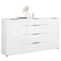 SIDEBOARD Style  in 180/98,7/40 cm  - Weiß Hochglanz/Schwarz, Basics, Glas/Holzwerkstoff (180/98,7/40cm)