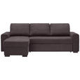 ECKSOFA inkl.Funktionen Dunkelgrau Webstoff Rückenkissen, Schlaffunktion, Stauraum  - Dunkelgrau/Schwarz, Design, Textil (245/160cm) - Xora