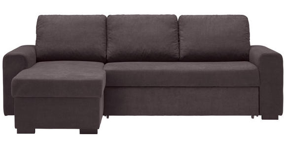 ECKSOFA inkl.Funktionen Dunkelgrau Webstoff Rückenkissen, Schlaffunktion, Stauraum  - Dunkelgrau/Schwarz, Design, Textil (245/160cm) - Xora