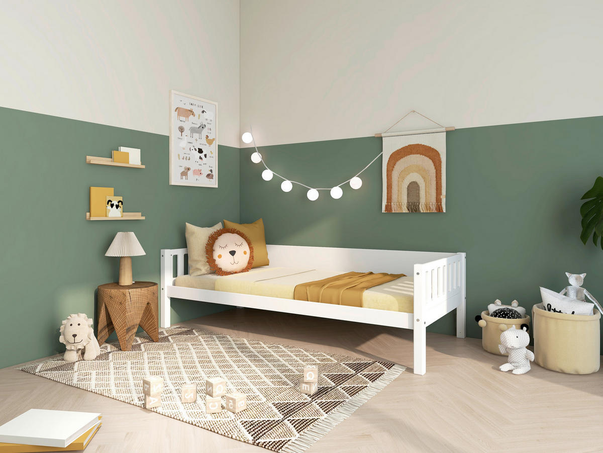 BETT 90/200 cm,  in Weiß, Rollrost  - Weiß, MODERN, Holz (90/200cm) - Chameo