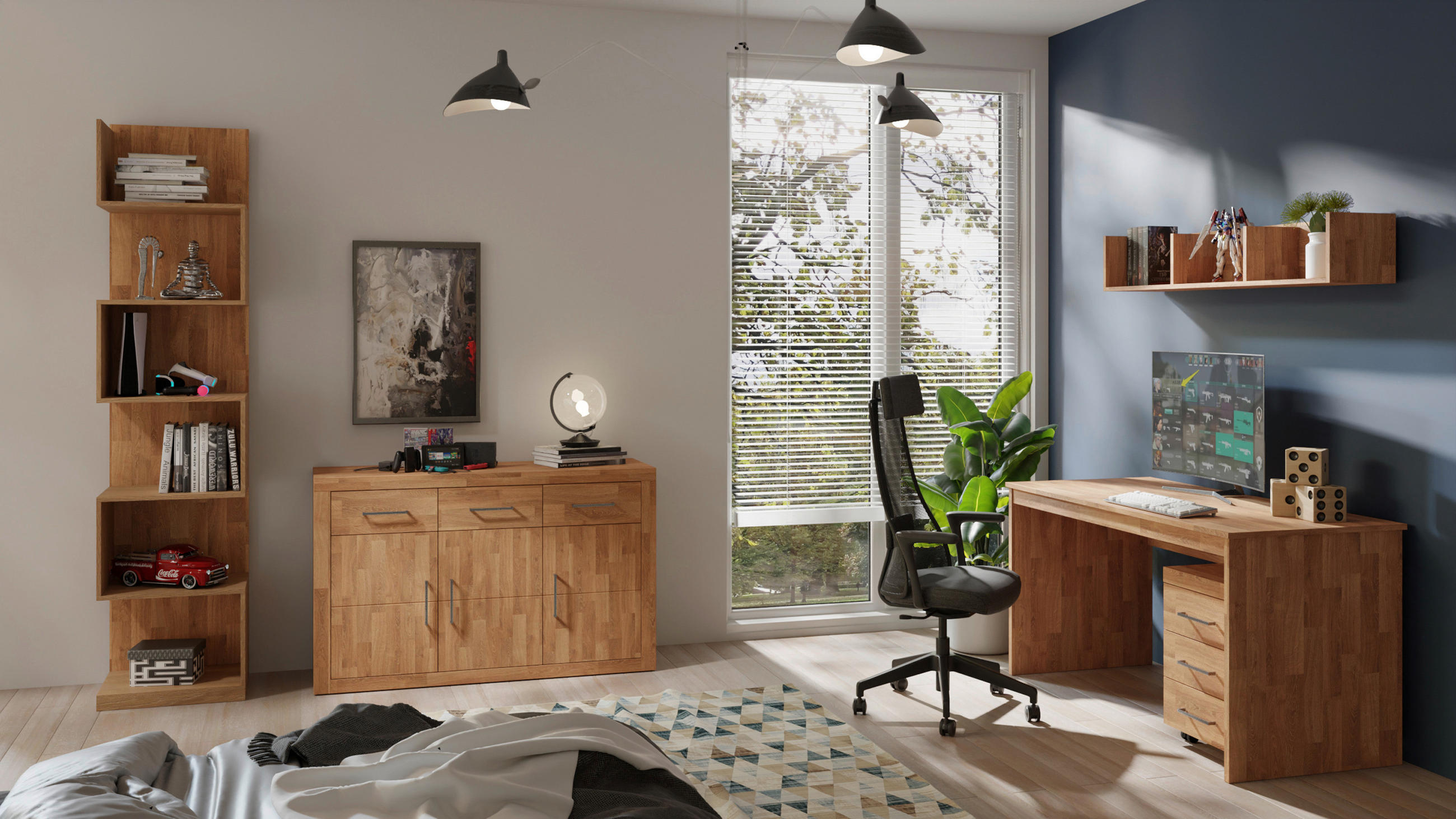 SIDEBOARD YES  in 130/80/42 cm  - Eichefarben/Silberfarben, Natur, Holz/Holzwerkstoff (130/80/42cm) - Linea Natura