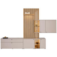 WOHNWAND  Eichefarben, Seidengrau 300/224/43 cm  - Eichefarben/Seidengrau, Design, Glas/Holz (300/224/43cm) - Venjakob