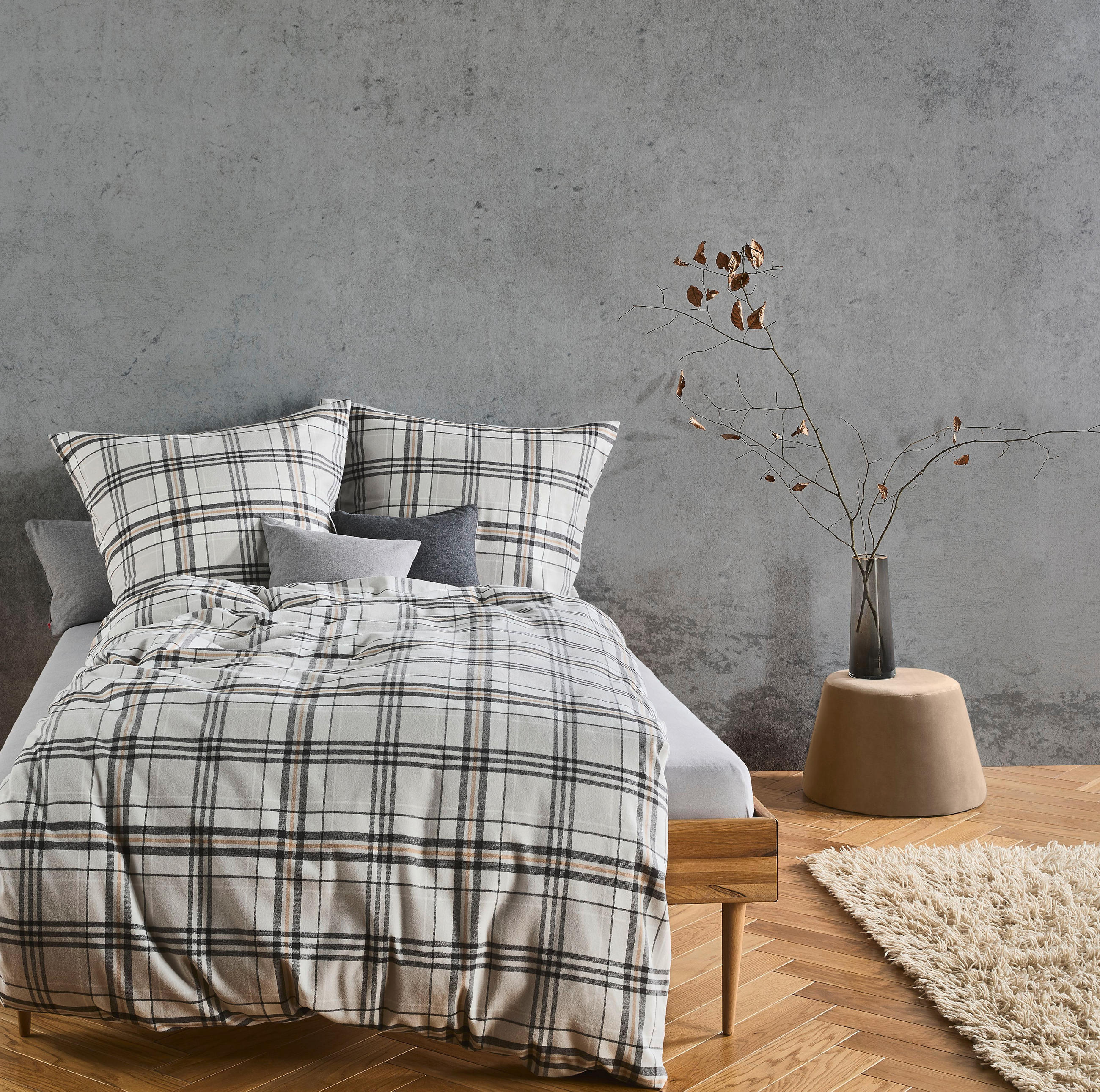 POSTEĽNÁ BIELIZEŇ, flanel, biela, tmavosivá, svetloružová, 140/200 cm - biela/svetloružová, Basics, textil (140/200cm) - Fleuresse