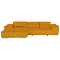 ECKSOFA 186/307 cm  in Velours Currygelb Kopfteilverstellung  186/307 cm  - Currygelb/Silberfarben, KONVENTIONELL, Textil/Metall (186/307cm) - Livetastic