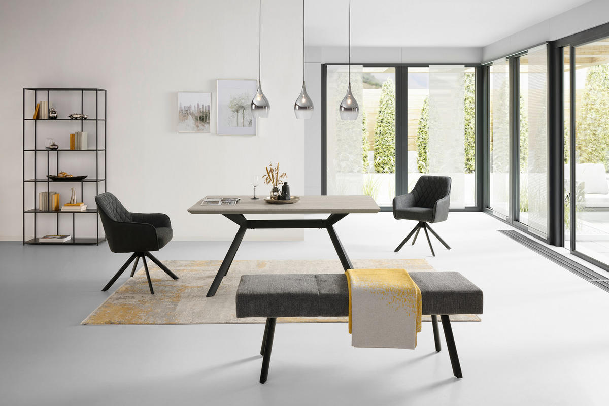 SITZBANK 140/49/47 cm Webstoff Anthrazit  - Anthrazit/Schwarz, KONVENTIONELL, Textil/Metall (140/49/47cm) - MID.YOU