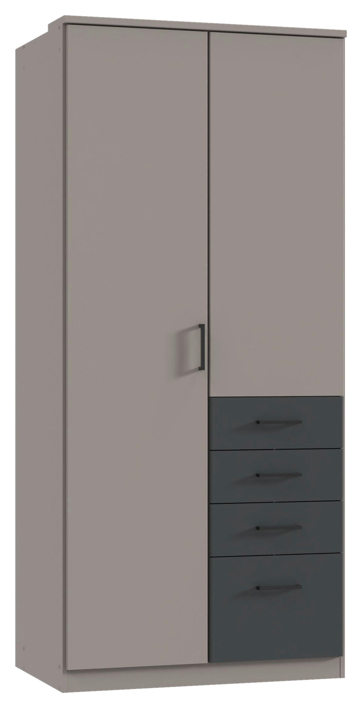 KLEIDERSCHRANK 90/199/58 cm,  in Graphitfarben, Grau, 2-türig  - Schwarz/Graphitfarben, KONVENTIONELL, Holzwerkstoff/Kunststoff (90/199/58cm) - Boxxx