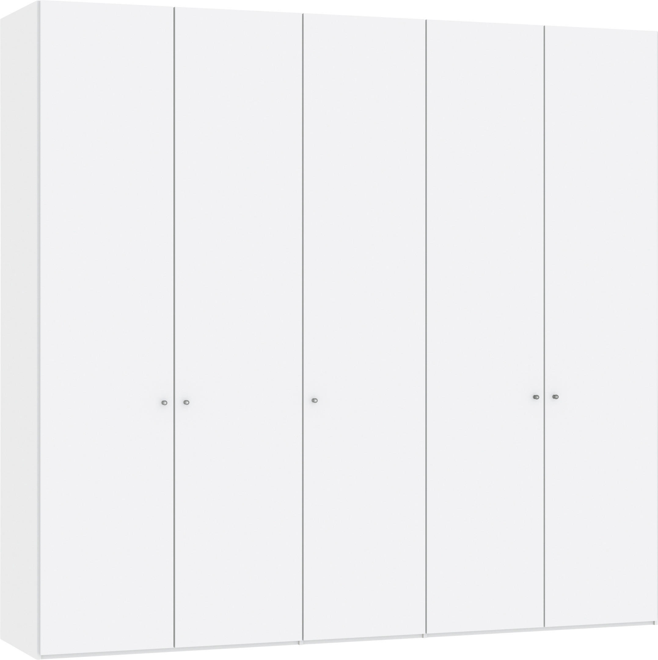 DREHTÜRENSCHRANK 253/236/59 cm,  in Weiß, Weiß Hochglanz, 5-türig  - Weiß Hochglanz/Silberfarben, Design, Holzwerkstoff/Metall (253/236/59cm) - Jutzler