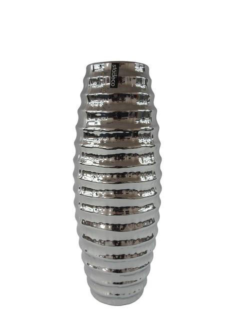 VÁZA, keramika, 43,5 cm - barvy stříbra, Basics, keramika (43,5cm)