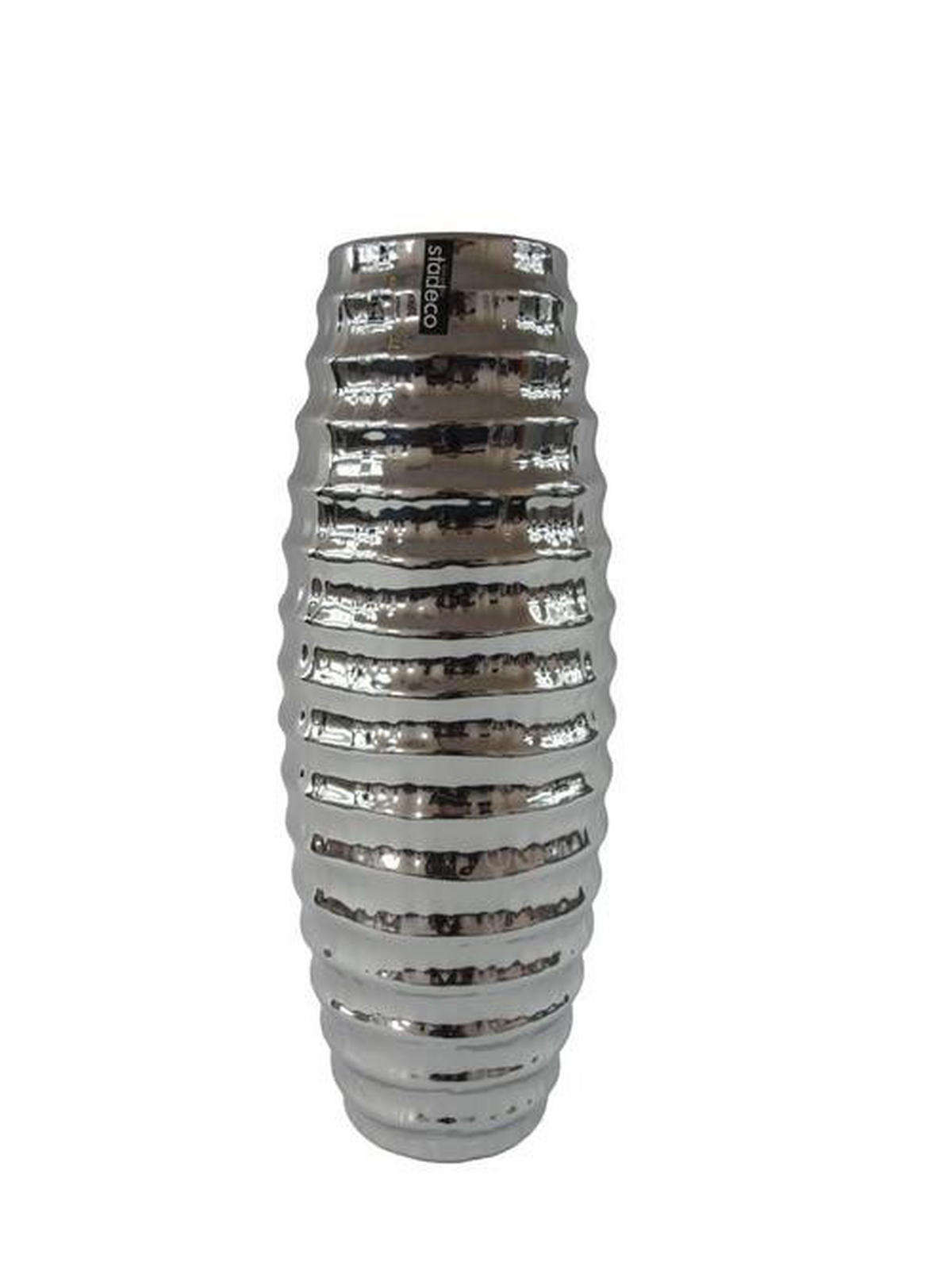 VÁZA, keramika, 43,5 cm - barvy stříbra, Basics, keramika (43,5cm)