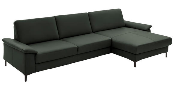 ECKSOFA in Echtleder Dunkelgrün 334/176 cm - Dunkelgrün/Schwarz, Design, Leder/Metall (334/176cm) - Dieter Knoll